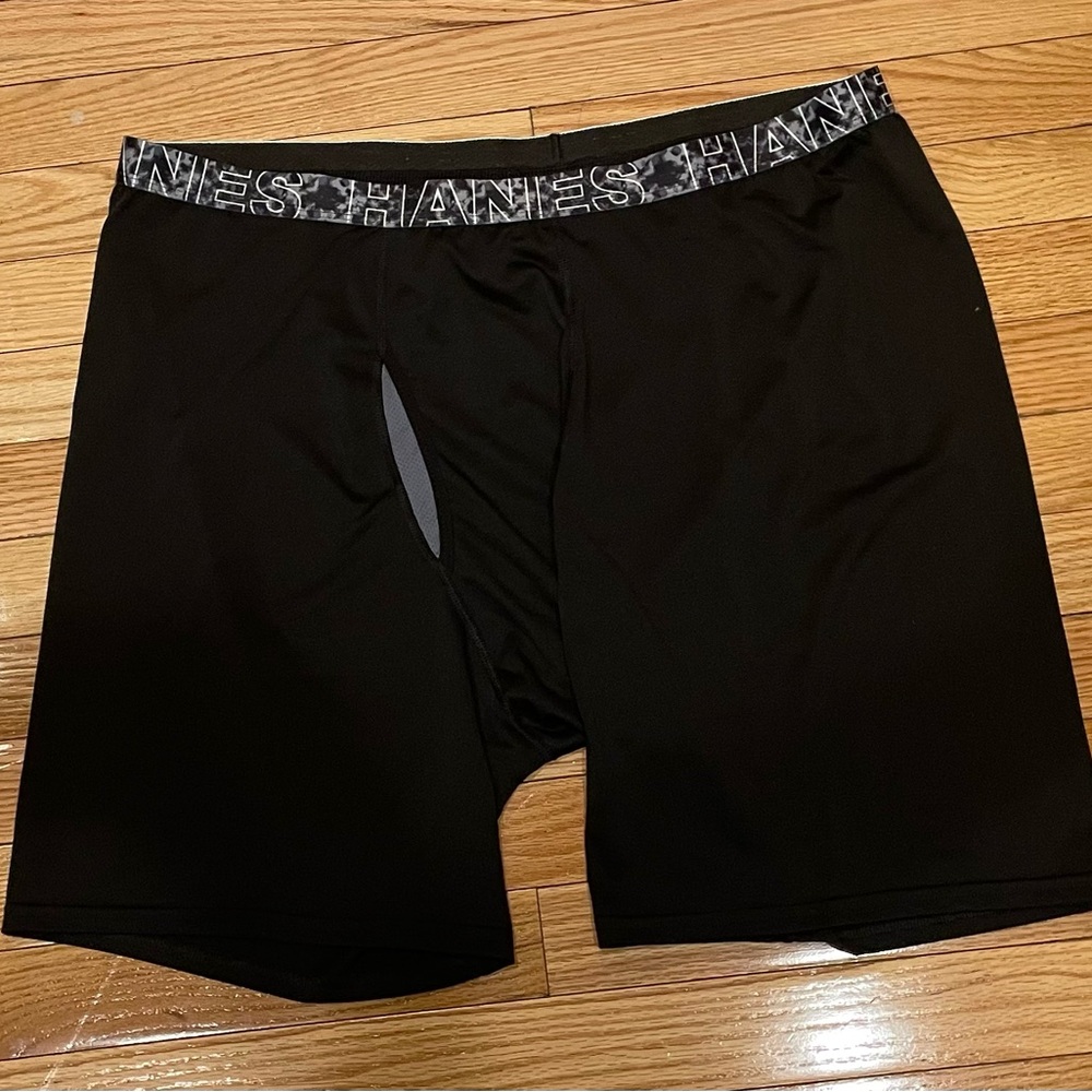 Hanes Black Boxer Briefs Modern Fit Polyester Blend 3XL